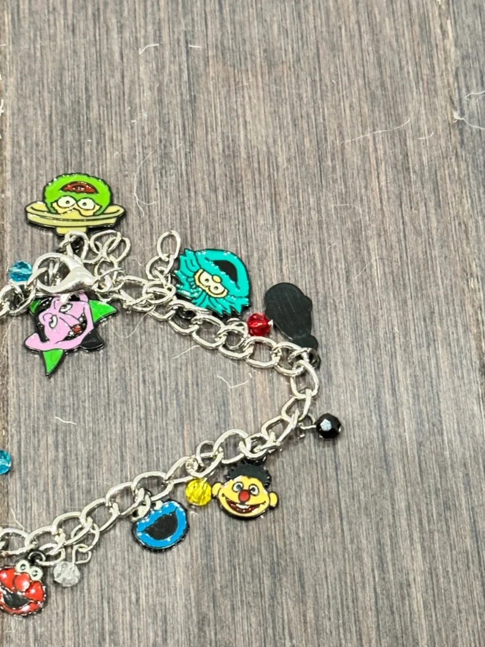 NWT CUSTOM MADE Sesame Street Silver Character Charm Bracelet Girls Elmo
